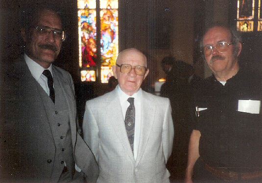 Tom Weber, Harry Greenwood and Father Gerry McCarthy, Jamestown ND, April 30, 1988.