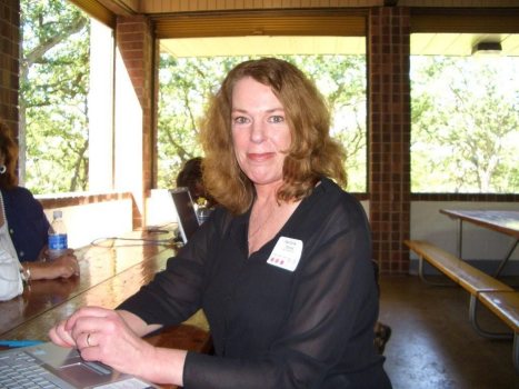 Rae Bordua (née Stimler) accessing the family web site via laptop computer.