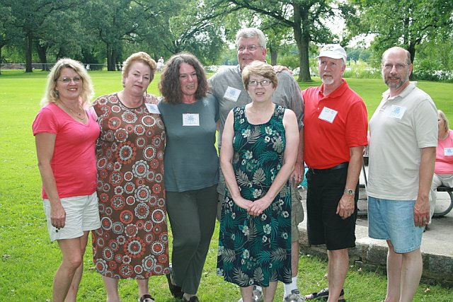 First cousins Sally Braun Berthiaume, Sandy Stimler Beck, Rae Stimler Bordua, Glenn Stimler, Dorothy Braun Hayes, Jeff Stimler and Scott Stimmler, photograph courtesy of Doug Beck