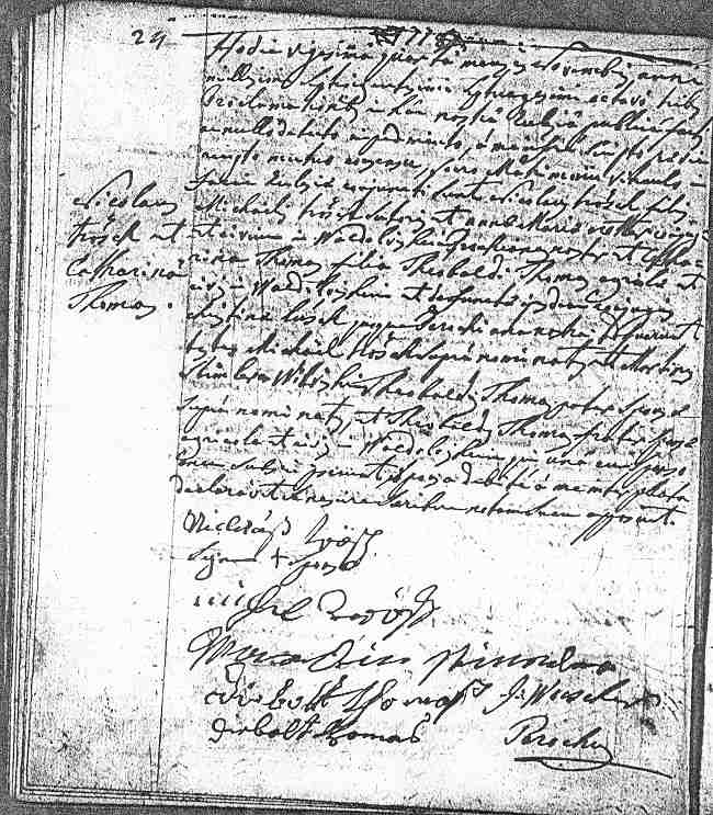 Sts-Pancrace-et-Boniface Parish Marriage Record of Nicholas Tr&ouml;esch and Catharine Thomas, November 21, 1778.