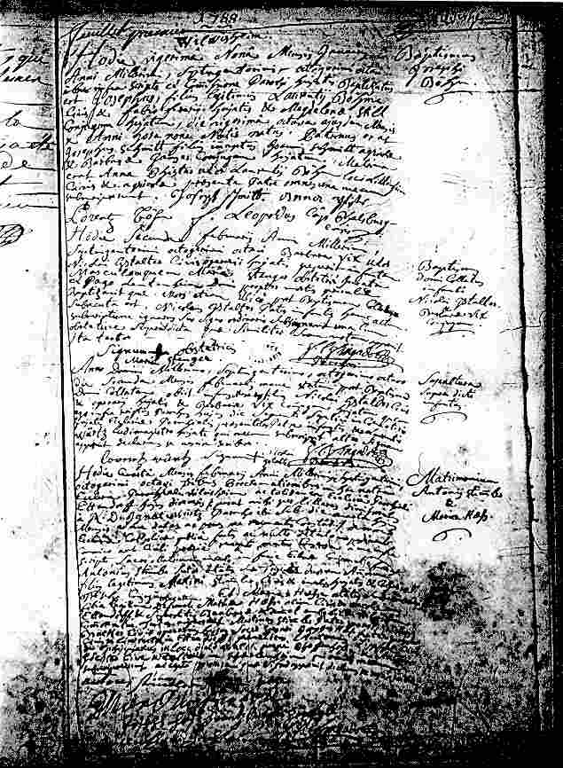 Parish Marriage Record of Antoine Stimmler and Maria Hess, February 4, 1788.