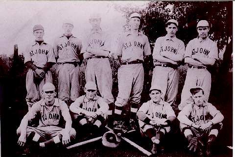 St. John's Baseball Team of 1902, when the high school operated out of an annex building near the grade school on Rector Street by the church.
