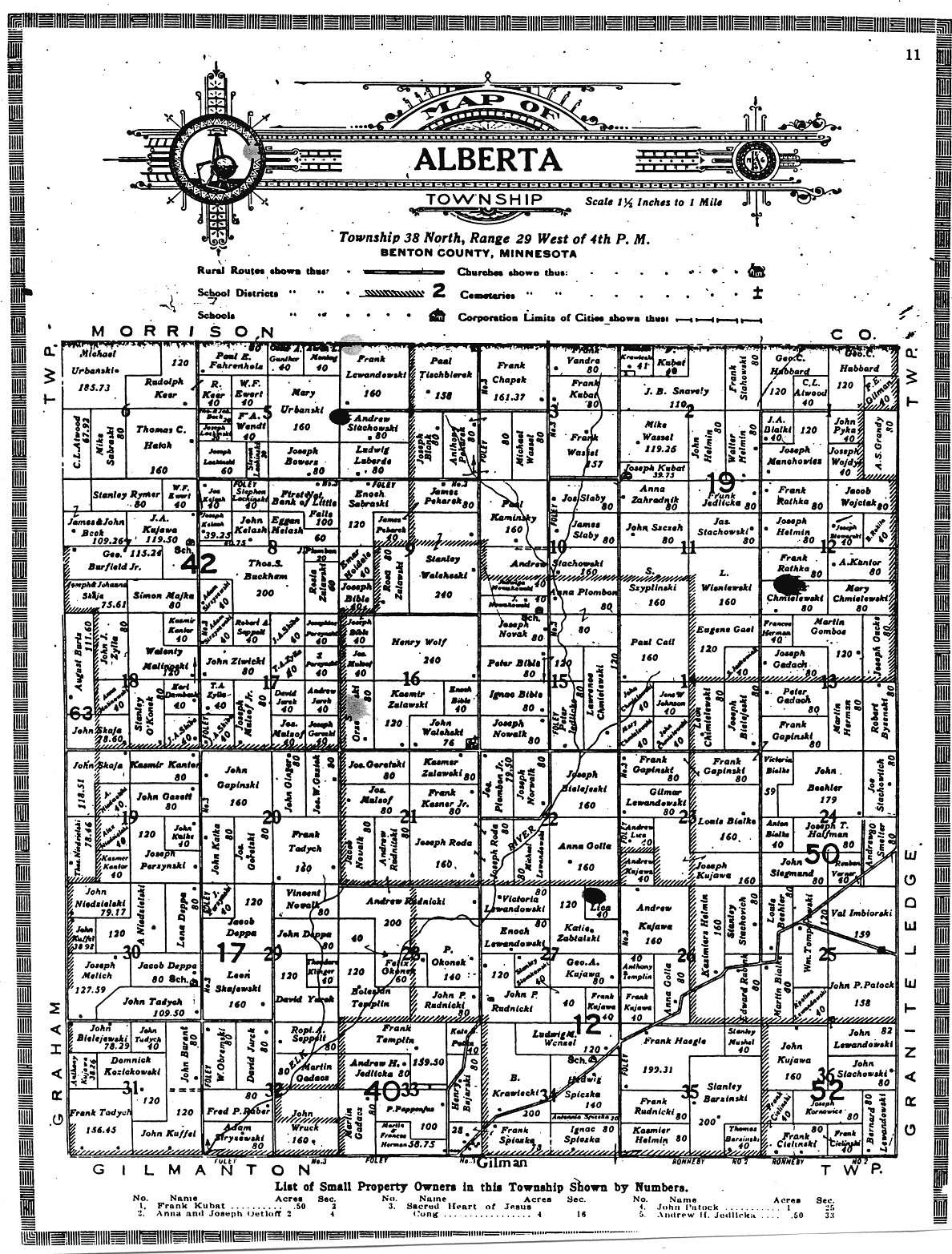 Full-size Plat Map of Alberta Township, 1914.