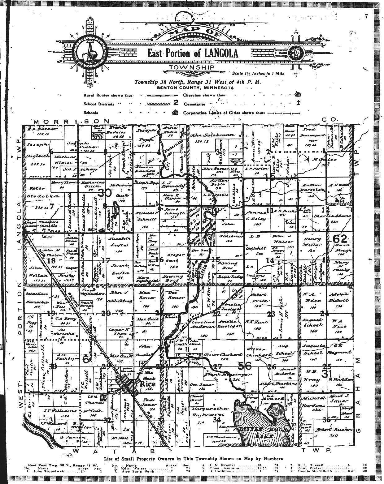 Full-size Plat Map of East Portion of Langola Township, 1914.