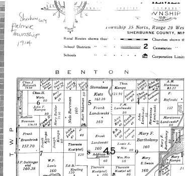 Click here to go to full-size version of this Map of the northwest corner of Palmer Township, 1914.