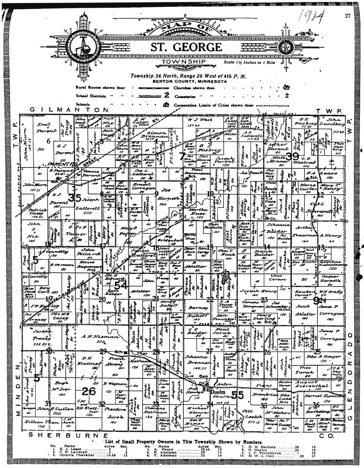 Full-size Plat Map of St. George Township, 1914.