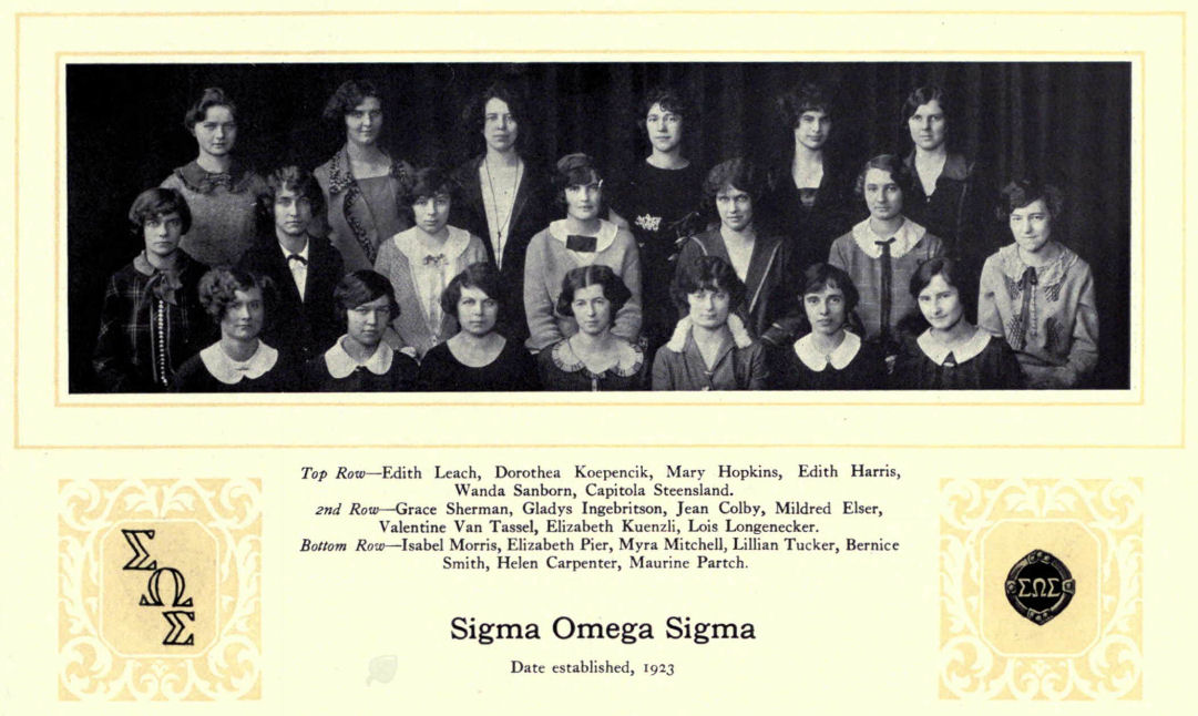 Sigma Omega Sigma with Isabel Morris, 1925
