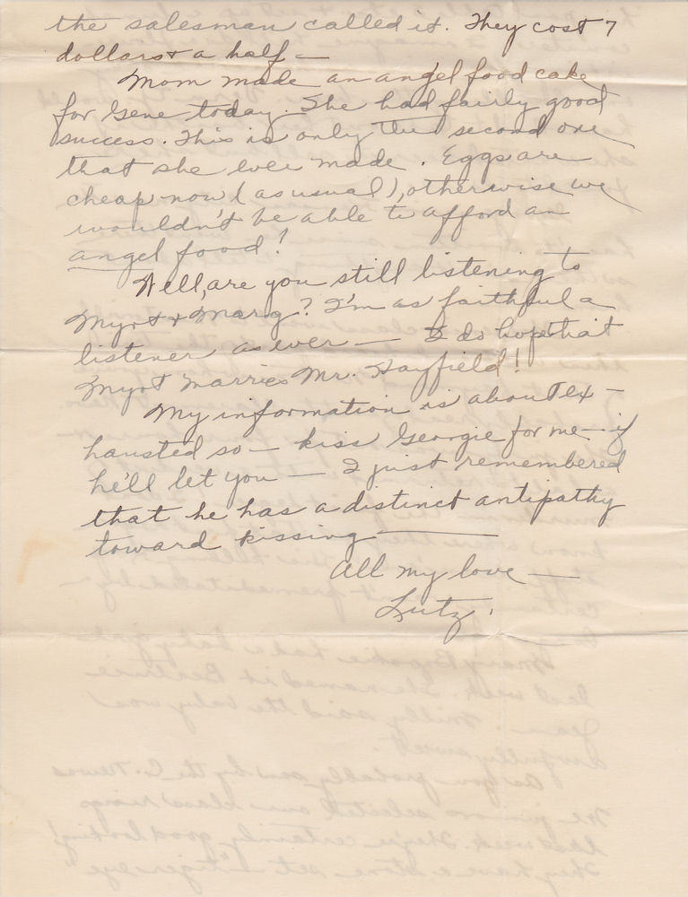 Fourth page of letter from Louise Kampa to her sister, Mrs. G. F. Windhurst, dated Apr. 7, 1933
