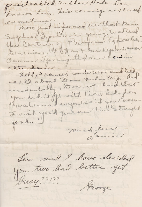 Page 2 of letter from Louise and George Kampa to their sister Frances, Claremont, Minn., June 22, 1933