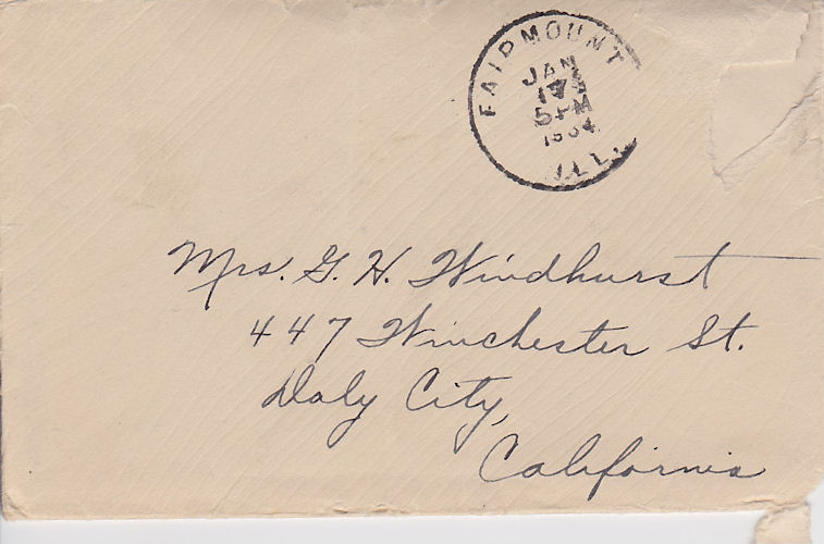 Envelope for letter of Jan. 16, 1934 from George Kampa to his sister, Frances Windhurst