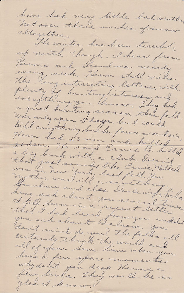 Back of first page of letter from George Kampa to his sister, Frances Windhurst, dated Jan. 16, 1934