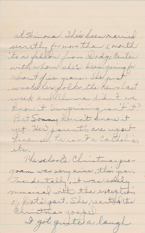 Third page of letter from Louise Kirkpatrick to Frances Windhurst, dated Dec. 20, 1937