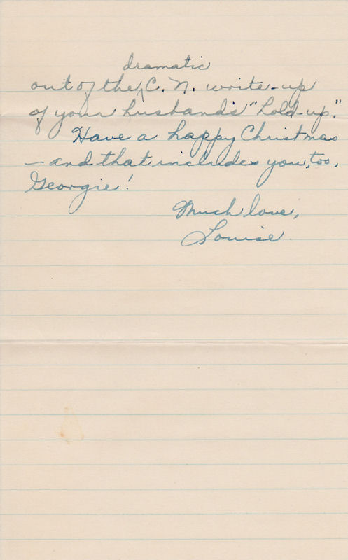 Last page of letter from Louise Kirkpatrick to Frances Windhurst, dated Dec. 20, 1937