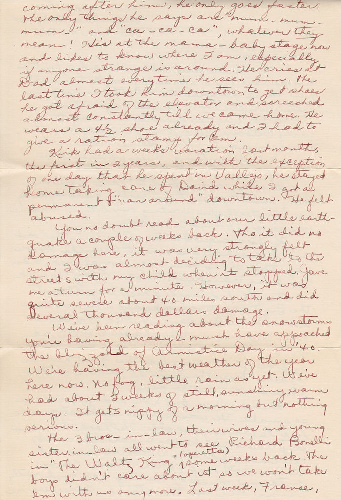 Second page of letter from Louise Kirkpatrick to Folks, dated November 10, 1943