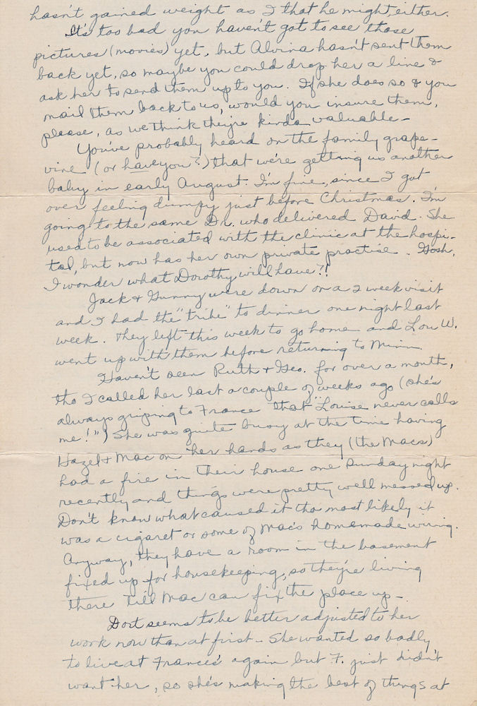 Second page of letter from Louise Kirkpatrick to sister Martha Munson, dated Feb. 9, 1945