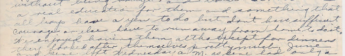 Bottom of first page of letter from Frances Windhurst to sister Martha, John and Janet Munson, dated Aug. 7, 1945, Daly City 25, California