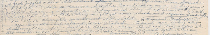 Bottom of second page of letter from Frances Windhurst to sister Martha, John and Janet Munson, dated Aug. 7, 1945, Daly City 25, California
