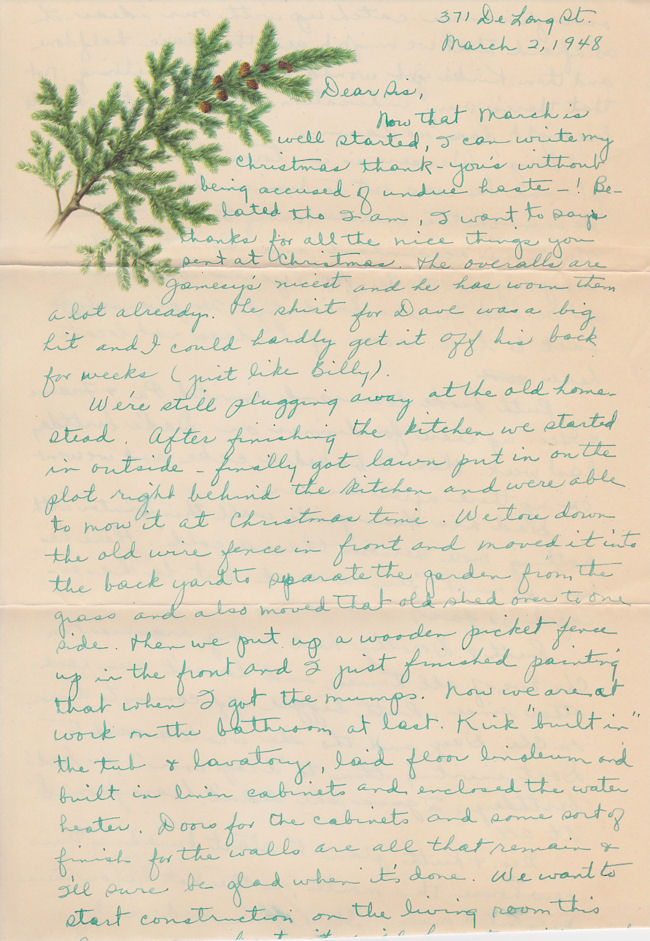 First page of letter from Louise Kirkpatrick to her sister, Mrs. J. M. Munson, dated March 2, 1948