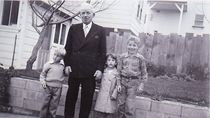 1949 Grandpa Joe Kampa with David and Jim Kirkpatrick, and Isabel Fastiggi