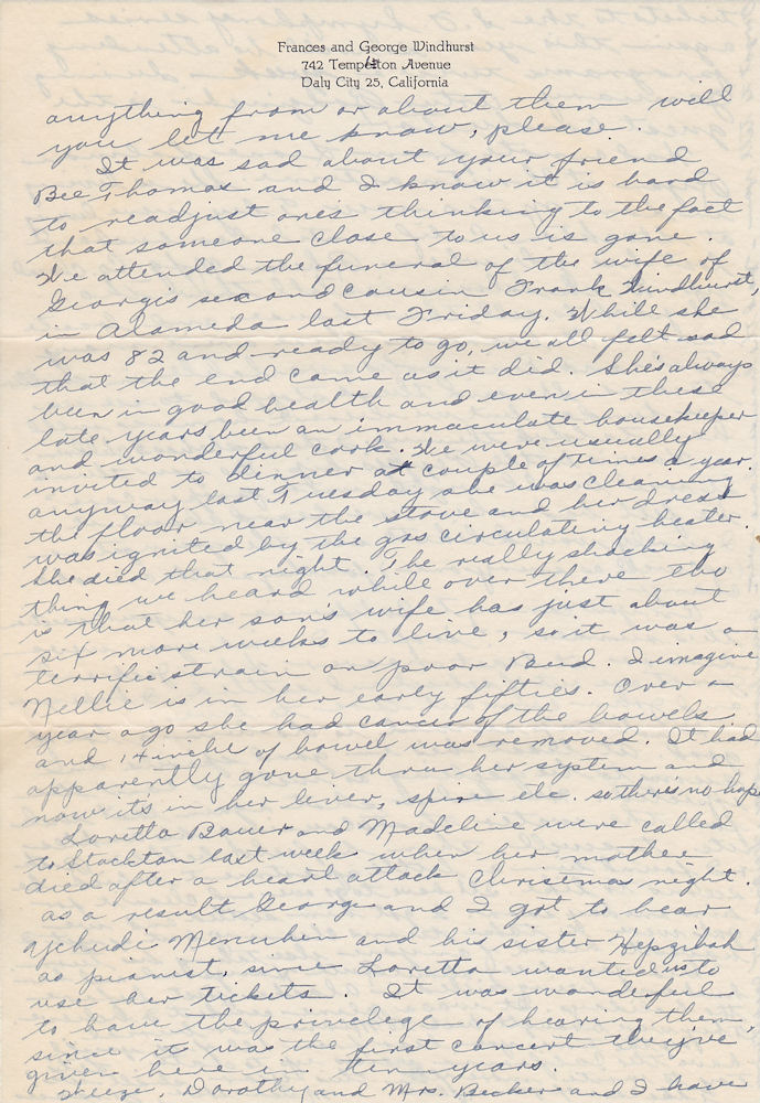 Third page of letter from Frances Windhurst to Mr. and Mrs. John M. Munson, dated. Jan. 9, 1950