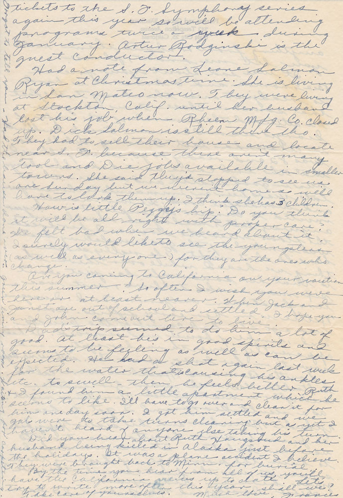 Fourth page of letter from page of letter from Frances Windhurst to Mr. and Mrs. John M. Munson, dated. Jan. 9, 1950