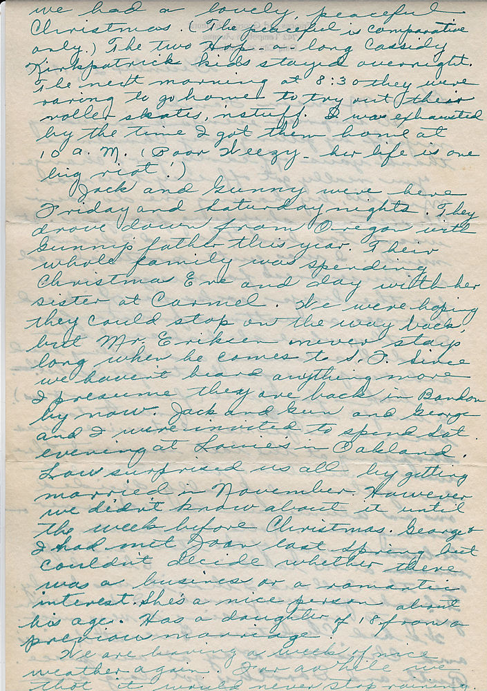 Second page of letter from Frances Windhurst to Mr. and Mrs. John M. Munson, dated. Jan. 9, 1950