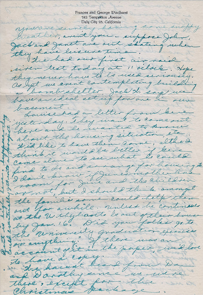 Third page of letter from Frances Windhurst to Mr. and Mrs. John M. Munson, dated. Jan. 9, 1950