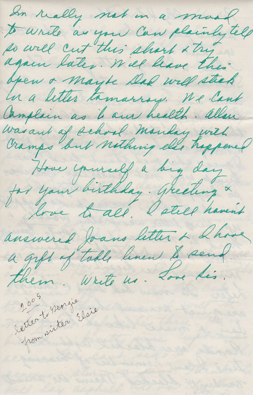 Letter from sister Elsie Vagstad to George Windhurst on his birthday, pg. 4