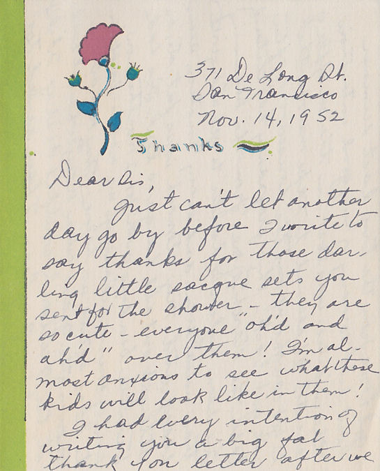 First page of letter from Louise Kirkpatrick to sister Mrs. J. M. Munson, dated November 14, 1952