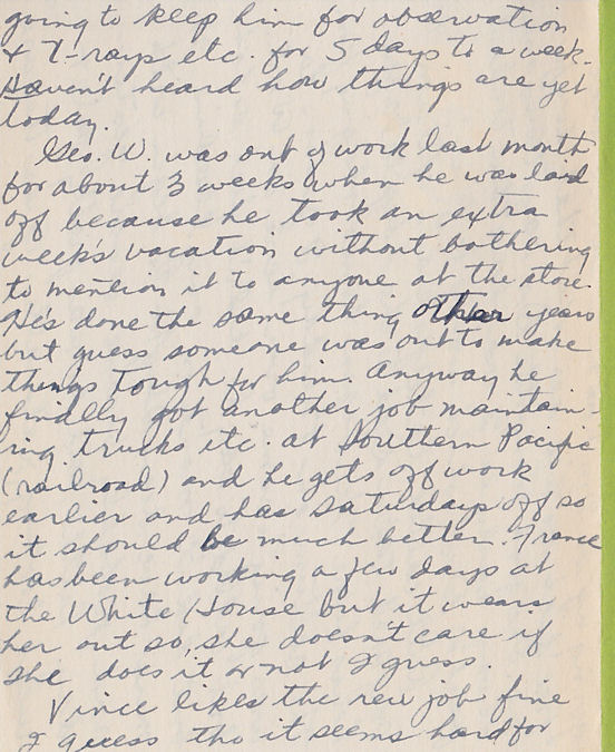 Third page of letter from Louise Kirkpatrick to sister Mrs. J. M. Munson, dated November 14, 1952
