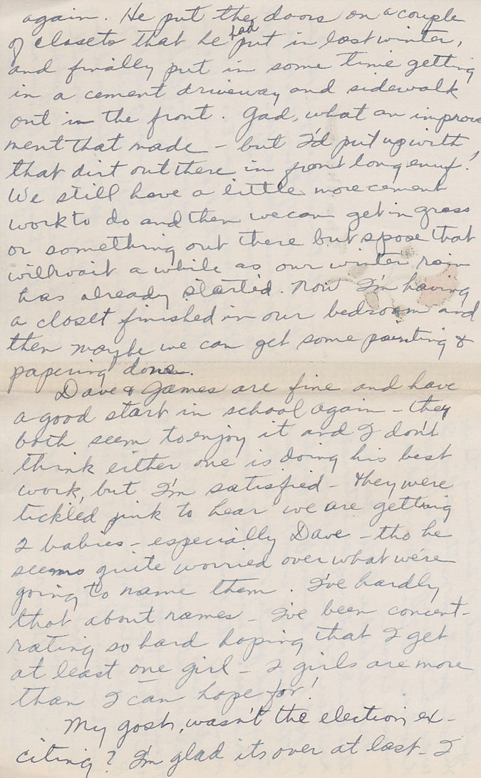 Fifth page of letter from Louise Kirkpatrick to sister Mrs. J. M. Munson, dated November 14, 1952