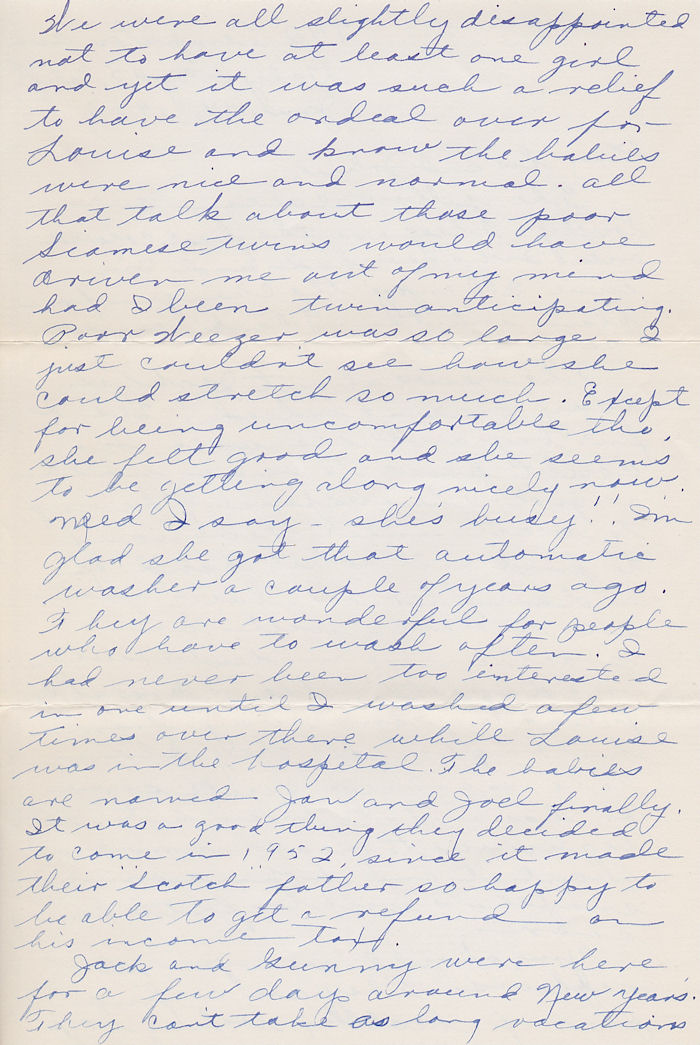 Page 2 of letter from Mrs. George Windhurst to Mr. and Mrs. John M. Munson, postmarked Jan. 17, 1953