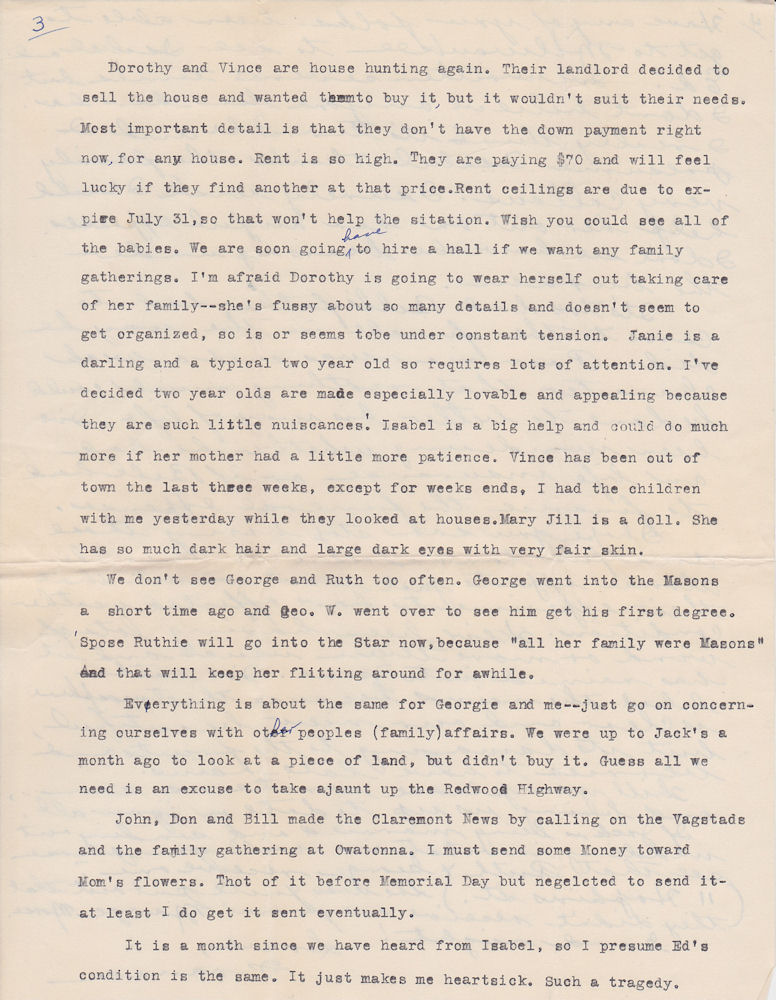 Third page of letter from Frances Windhurst to the Munson family, dated June 15, 1953