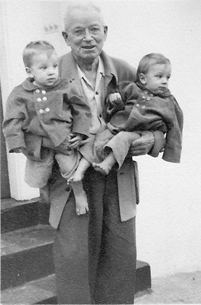 Grandpa and the twins, Christmas 1957