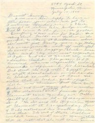 First page of letter from Frances Windhurst (n&eacute;e Kampa) to her husband George upon the death of her father, dated July 14, 1954.