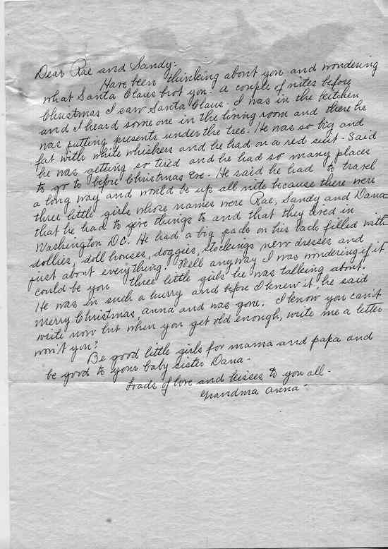 Letter from Ruby Stickney (n&eacute;e Rhoades) to her great-grandchildren, approximately December 1955.