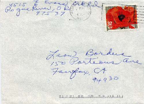 Envelope to June 5, 1996 letter from Diane Stimler to Leon Bordua upon the death of his mother