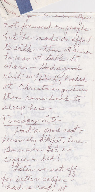 Third page of Louise Kirkpatrick's Hampton Inn Notes, dated Jan. 12, 1999