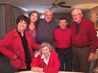 Grandma Ida (step mom) Bonnie, Sheila (Ricks wife) Rick Mark and Dick Kampa, Christmas 2015
