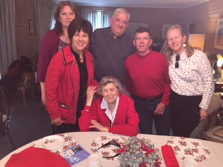 Grandma Ida (step mom) Bonnie, Sheila (Ricks wife) Rick Mark and Suzanne Kampa, Xmas 2015