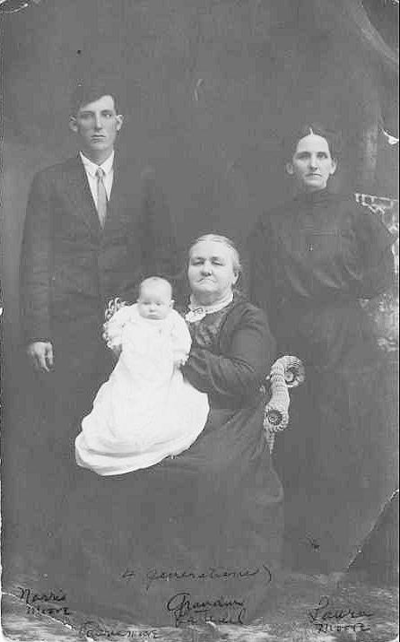 4 Generations - Norris Moore, Philemon Nolette Latterell, Laura Latterell Moore, Valeria Moore