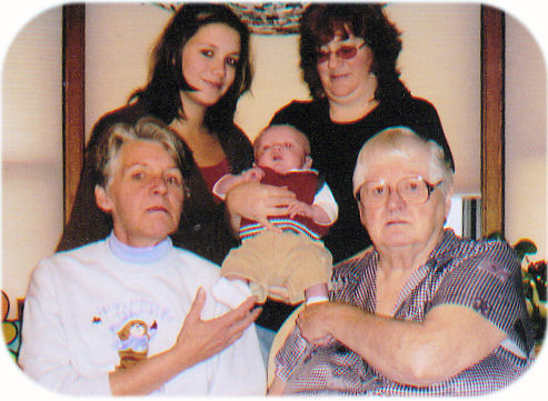 Five generations from Aunt Dot to her great-great-grandson Wyatt
