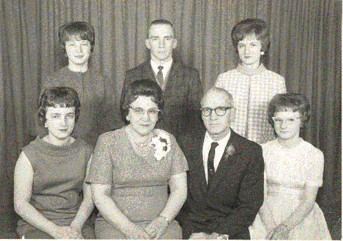 Standing left to right : Patricia, Roger, Diane.  Front row: Mary Jo, Bertha, Ralph, Janice.