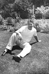 Dick Qvale in his back yard, Wayzata MN, 1946.