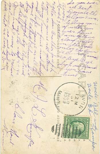 Back of postcard from Edward Kampa to Joseph Leander Kampa dated March 9, 1909.