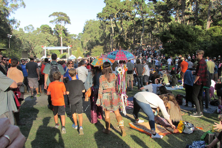 Walking toward the Rooster Stage on Friday