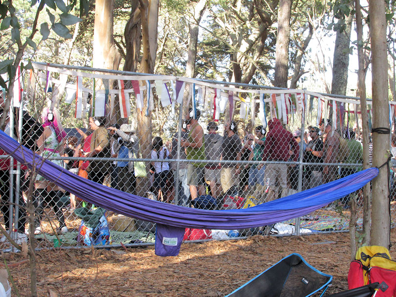 Fenced-off area is the Silent Disco