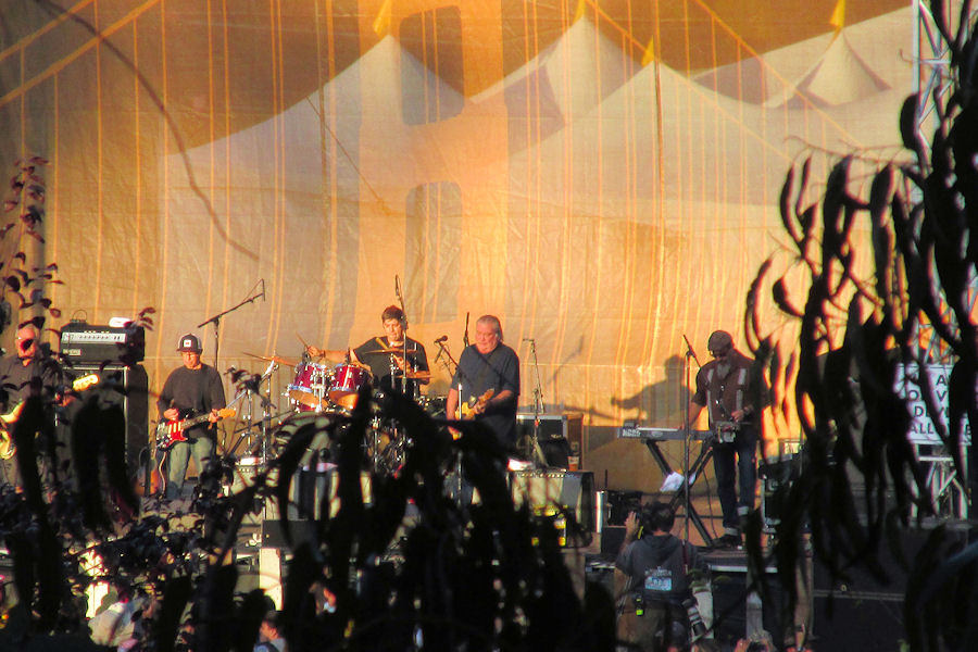 One last glimpse of Los Lobos through the eucalyptus trees on the way out as they perform a surprise encore