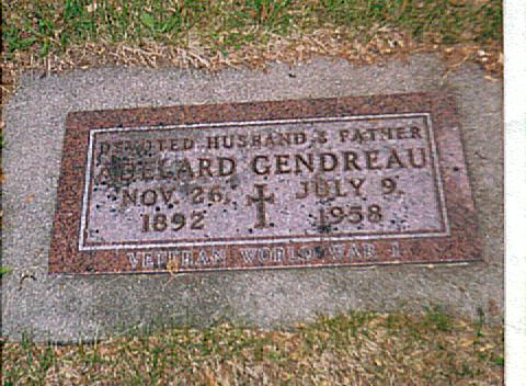 Adelard Gendreau's gravestone