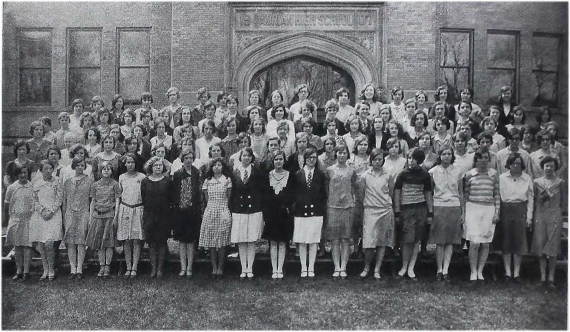 Geraldine E. Rogers in the Freshman Girls class of Adrian High School, 1930